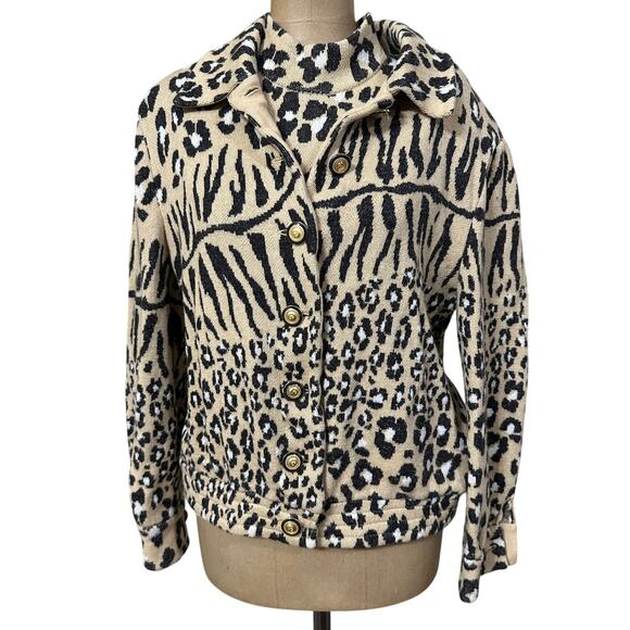 St. John Collection Vintage Animal Print Sweater Twinset - Picture 1 of 8